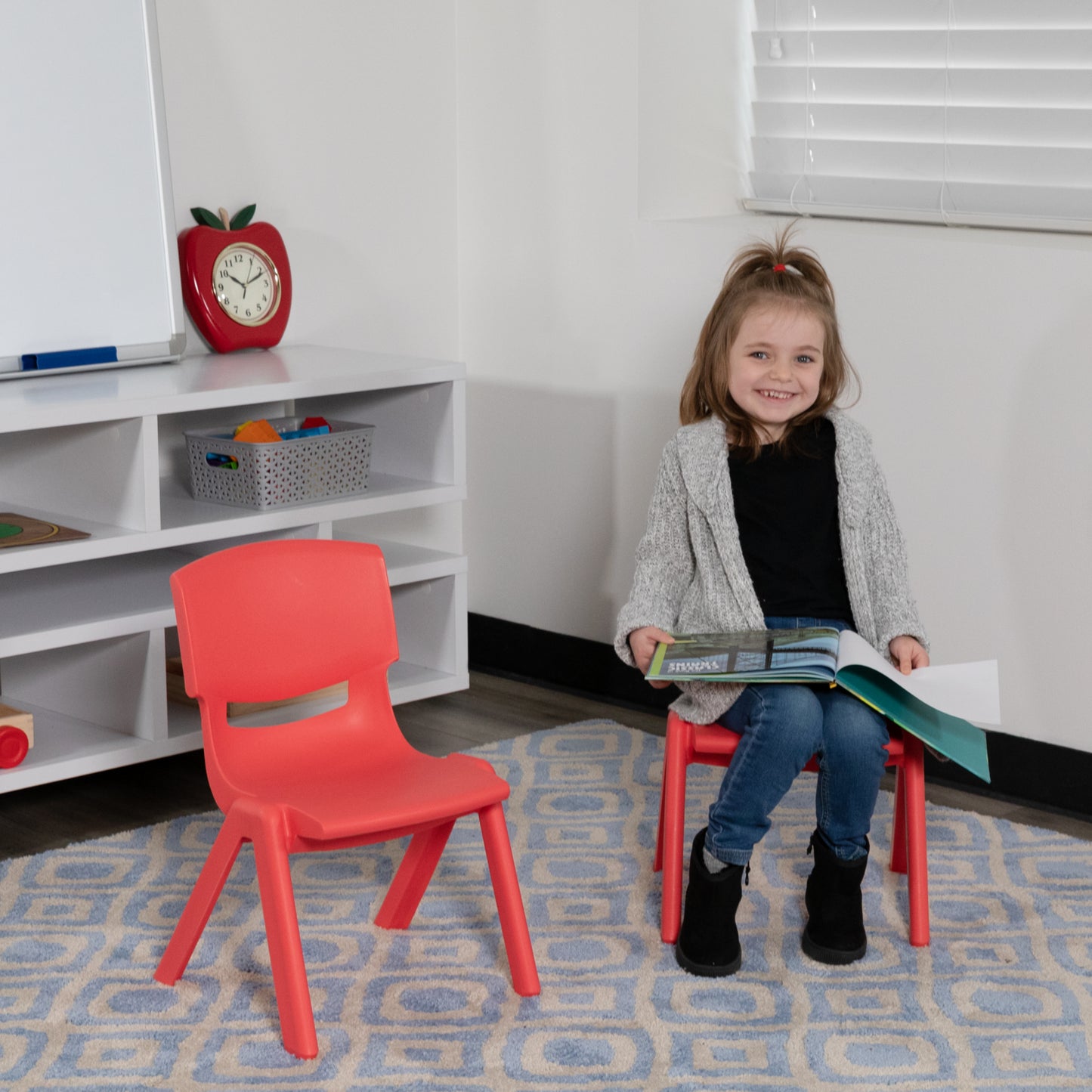Whitney 2 Pack Red Plastic Stackable School Chair with 10.5'' Seat Height Red