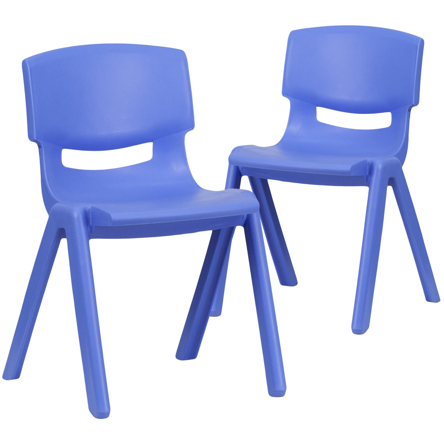 Whitney 2 Pack Blue Plastic Stackable School Chair with 13.25" Seat Height Blue