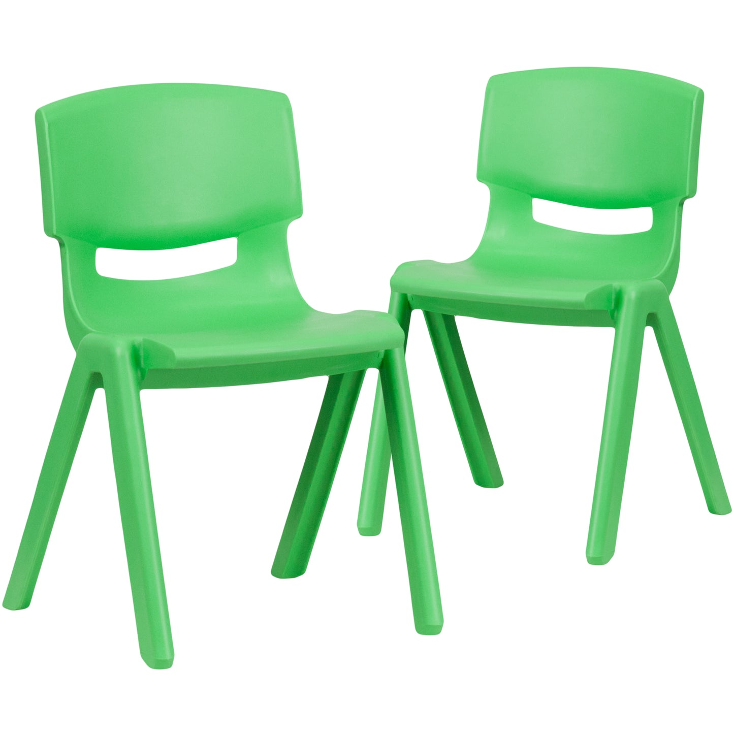 Whitney 2 Pack Green Plastic Stackable School Chair with 13.25" Seat Height Green