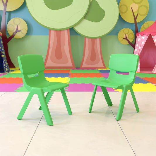 Whitney 2 Pack Green Plastic Stackable School Chair with 13.25" Seat Height Green 2-YU-YCX-004-GREEN-GG