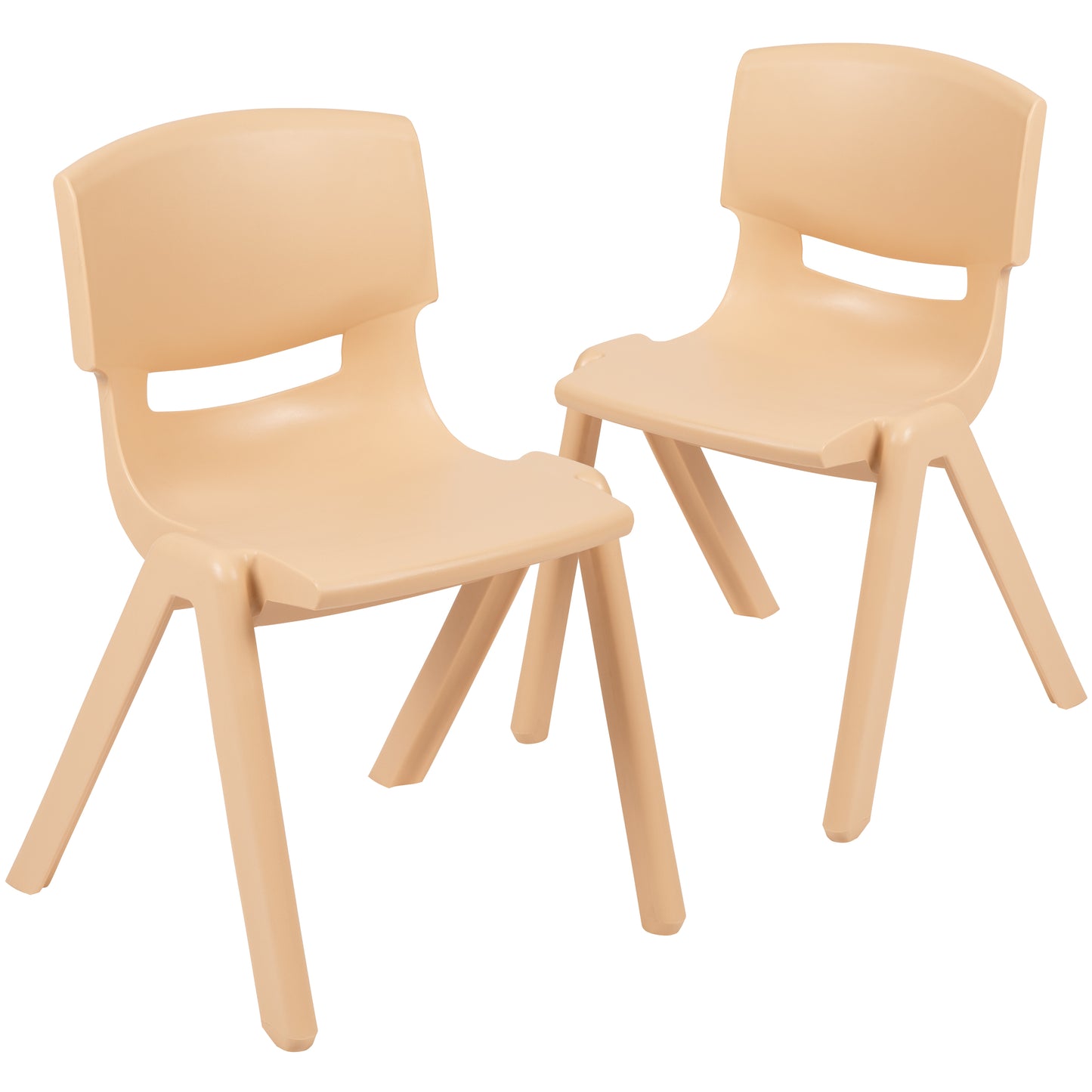 Whitney 2 Pack Natural Plastic Stackable School Chair with 13.25" Seat Height Natural