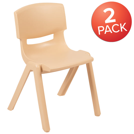 Whitney 2 Pack Natural Plastic Stackable School Chair with 13.25" Seat Height Natural 2-YU-YCX-004-NAT-GG