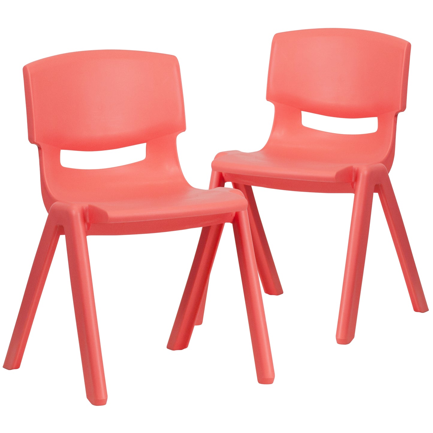 Whitney 2 Pack Red Plastic Stackable School Chair with 13.25" Seat Height Red