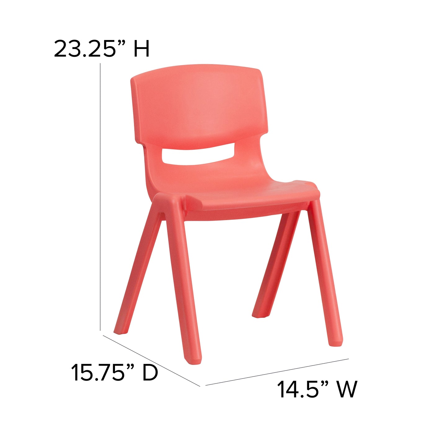 Whitney 2 Pack Red Plastic Stackable School Chair with 13.25" Seat Height Red
