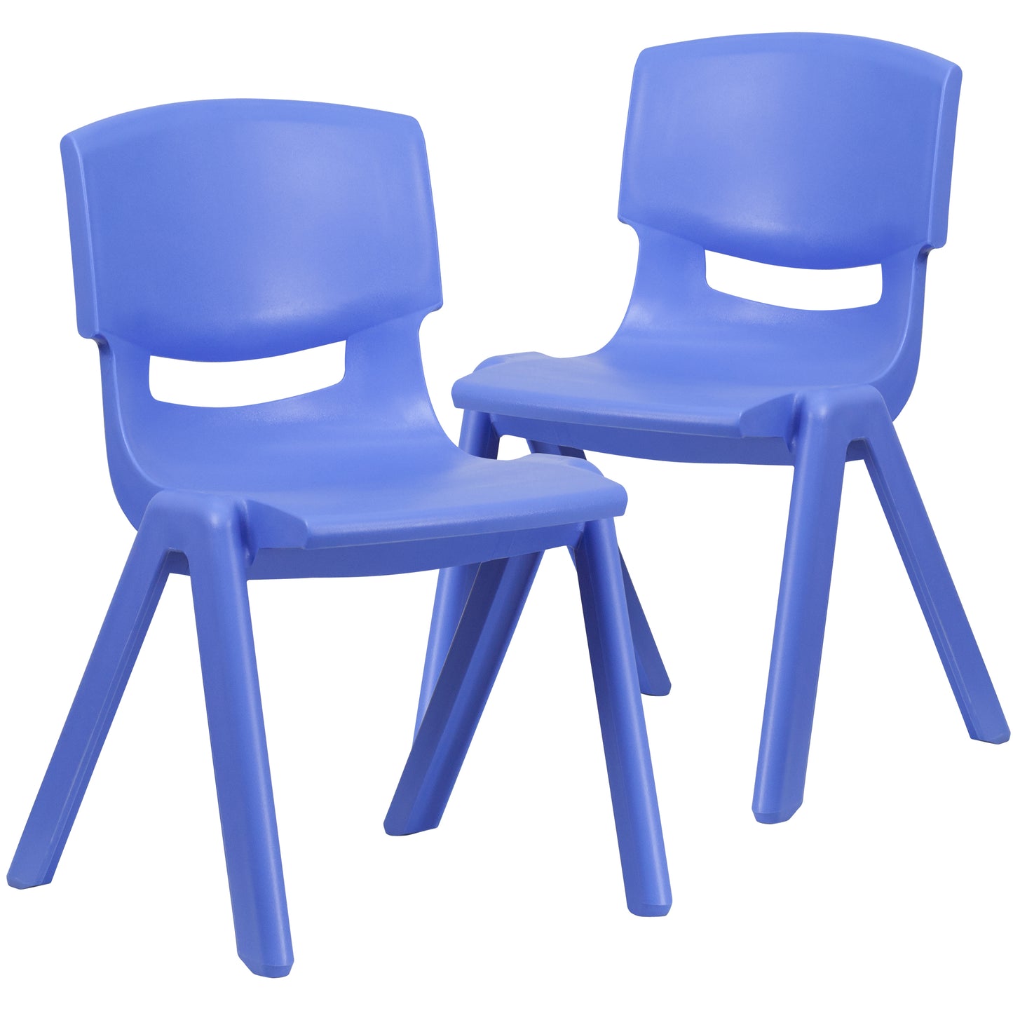 Whitney 2 Pack Blue Plastic Stackable School Chair with 15.5" Seat Height Blue