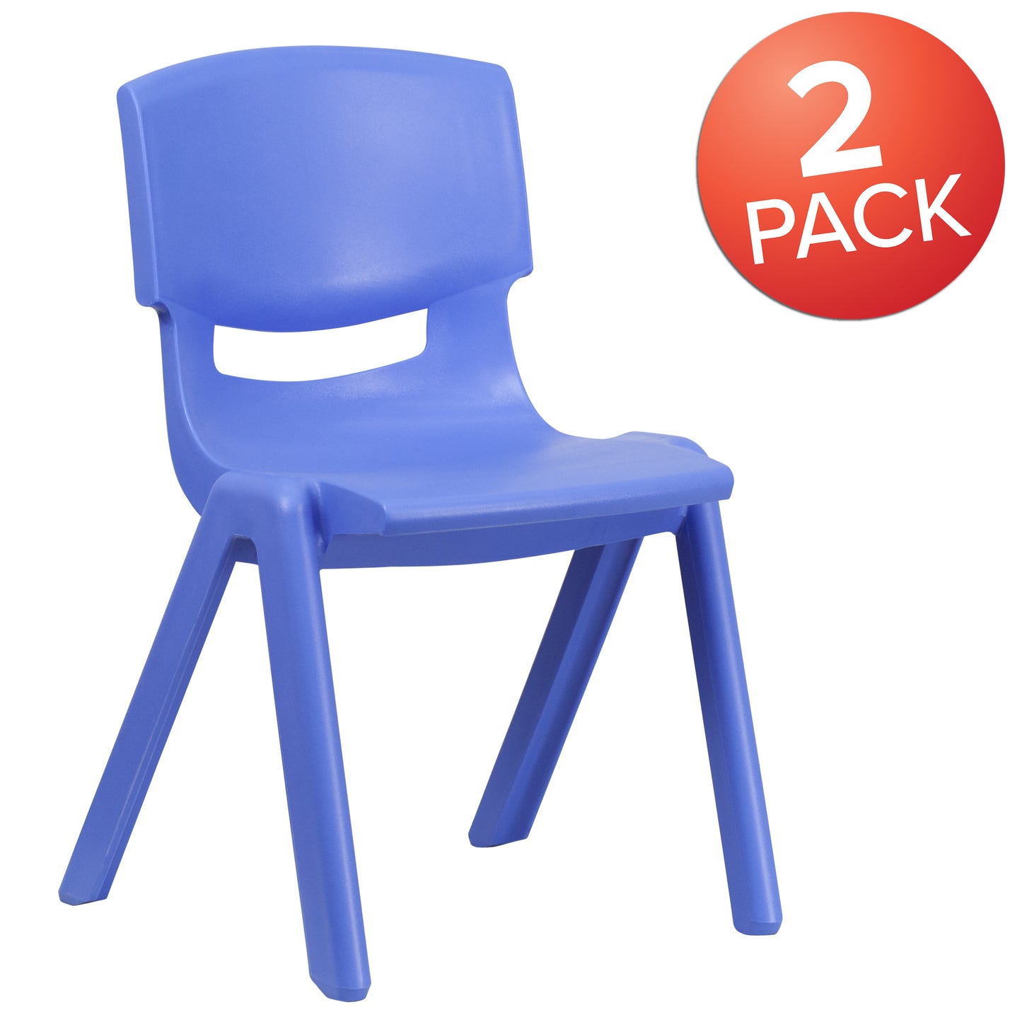 Whitney 2 Pack Blue Plastic Stackable School Chair with 15.5" Seat Height Blue