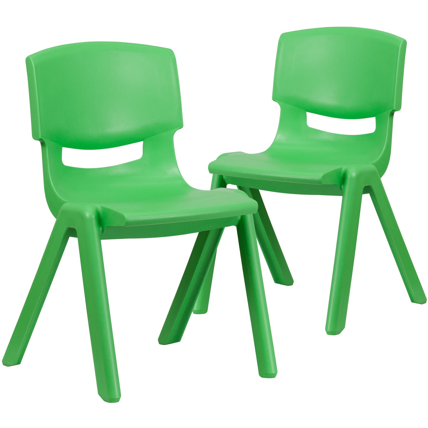 Whitney 2 Pack Green Plastic Stackable School Chair with 15.5" Seat Height Green