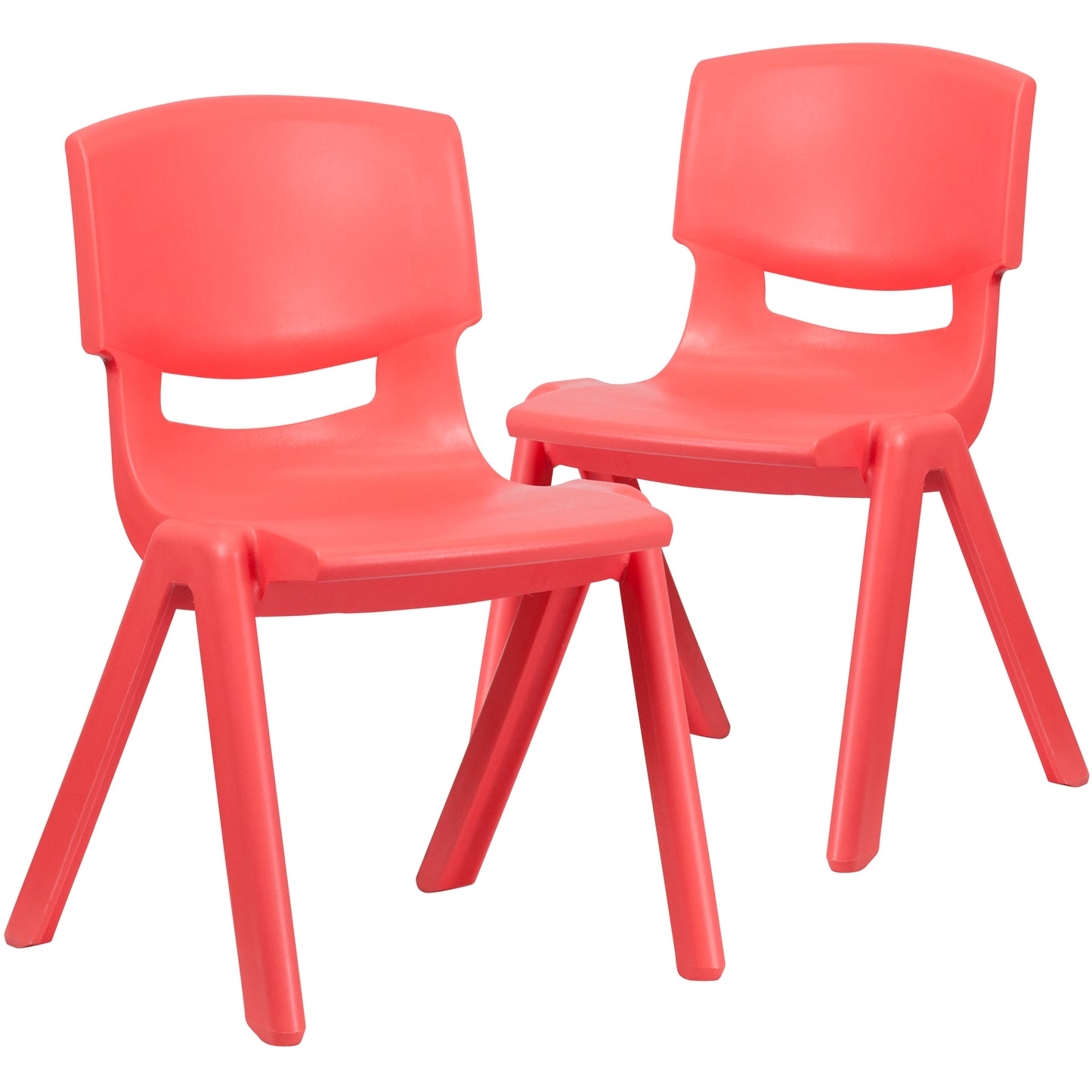 Whitney 2 Pack Red Plastic Stackable School Chair with 15.5" Seat Height Red