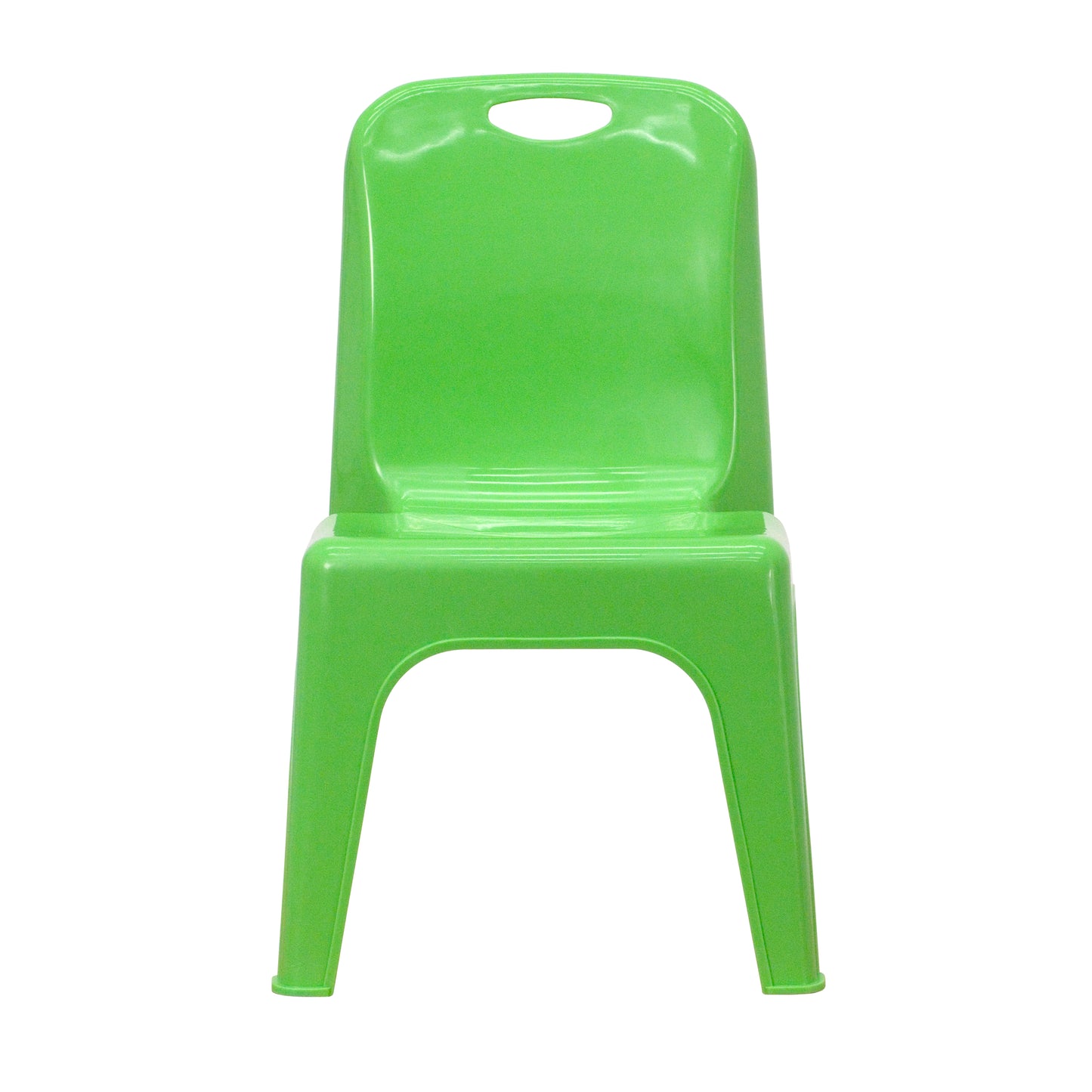 Whitney 2 Pack Green Plastic Stackable School Chair with Carrying Handle and 11" Seat Height Green