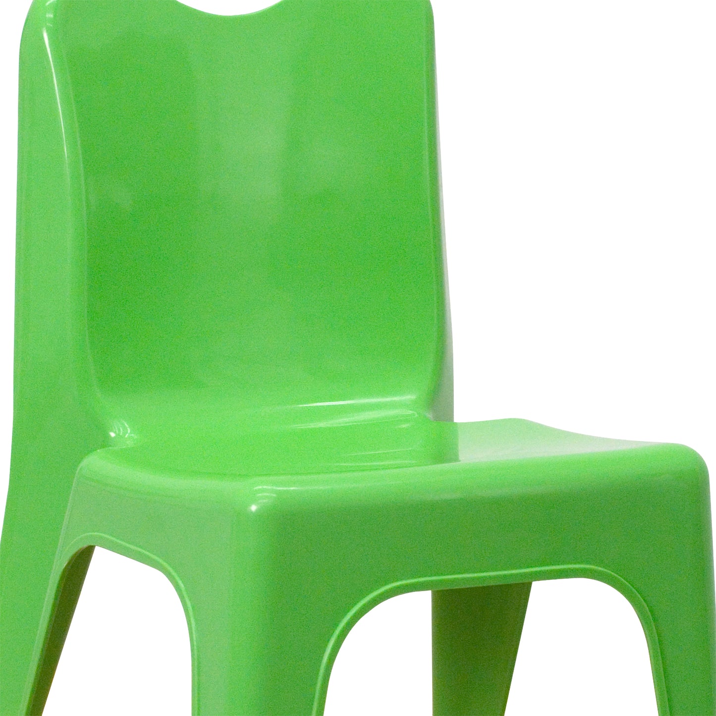 Whitney 2 Pack Green Plastic Stackable School Chair with Carrying Handle and 11" Seat Height Green