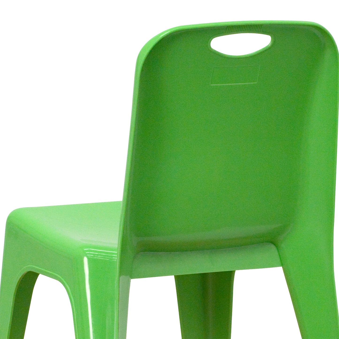 Whitney 2 Pack Green Plastic Stackable School Chair with Carrying Handle and 11" Seat Height Green