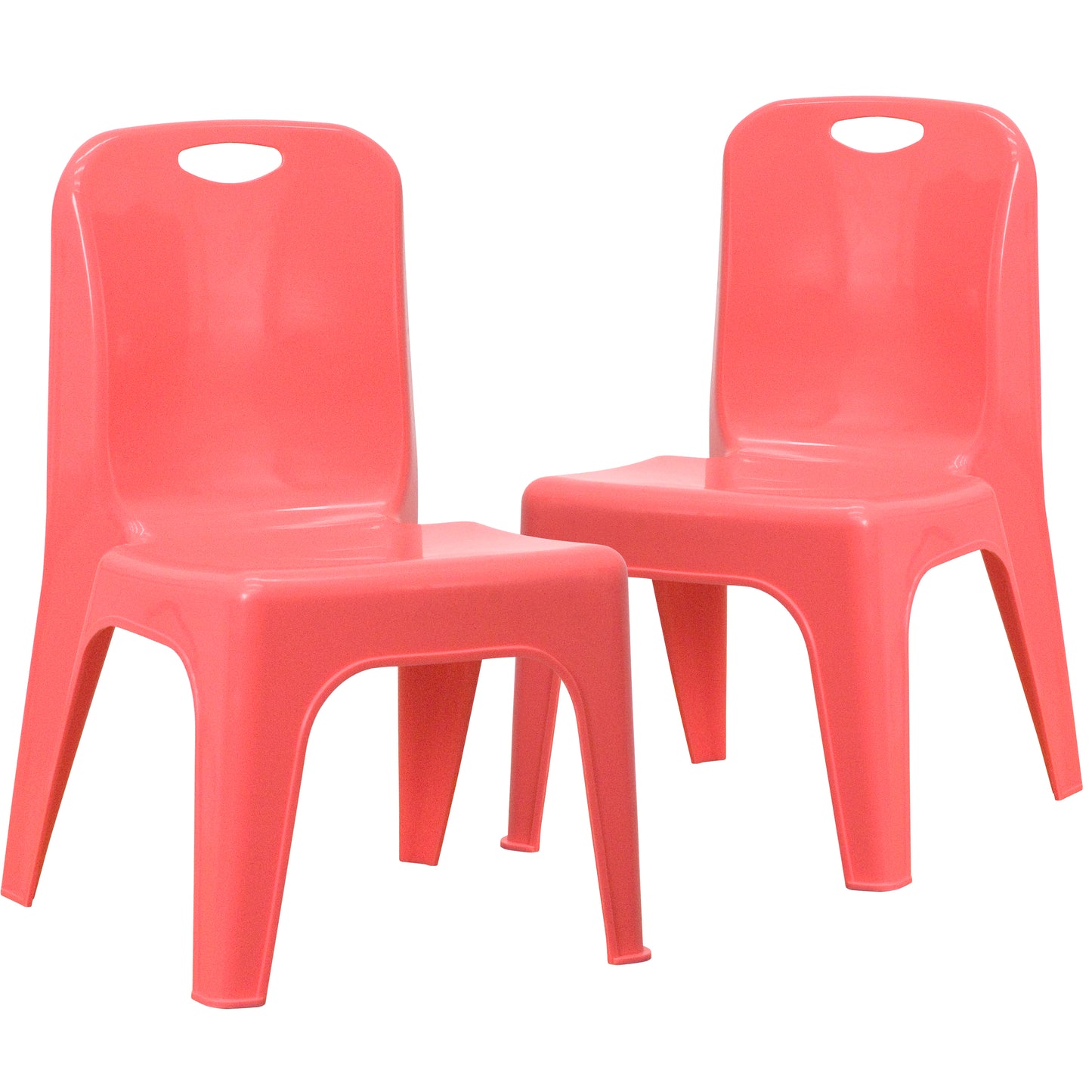 Whitney 2 Pack Red Plastic Stackable School Chair with Carrying Handle and 11" Seat Height Red