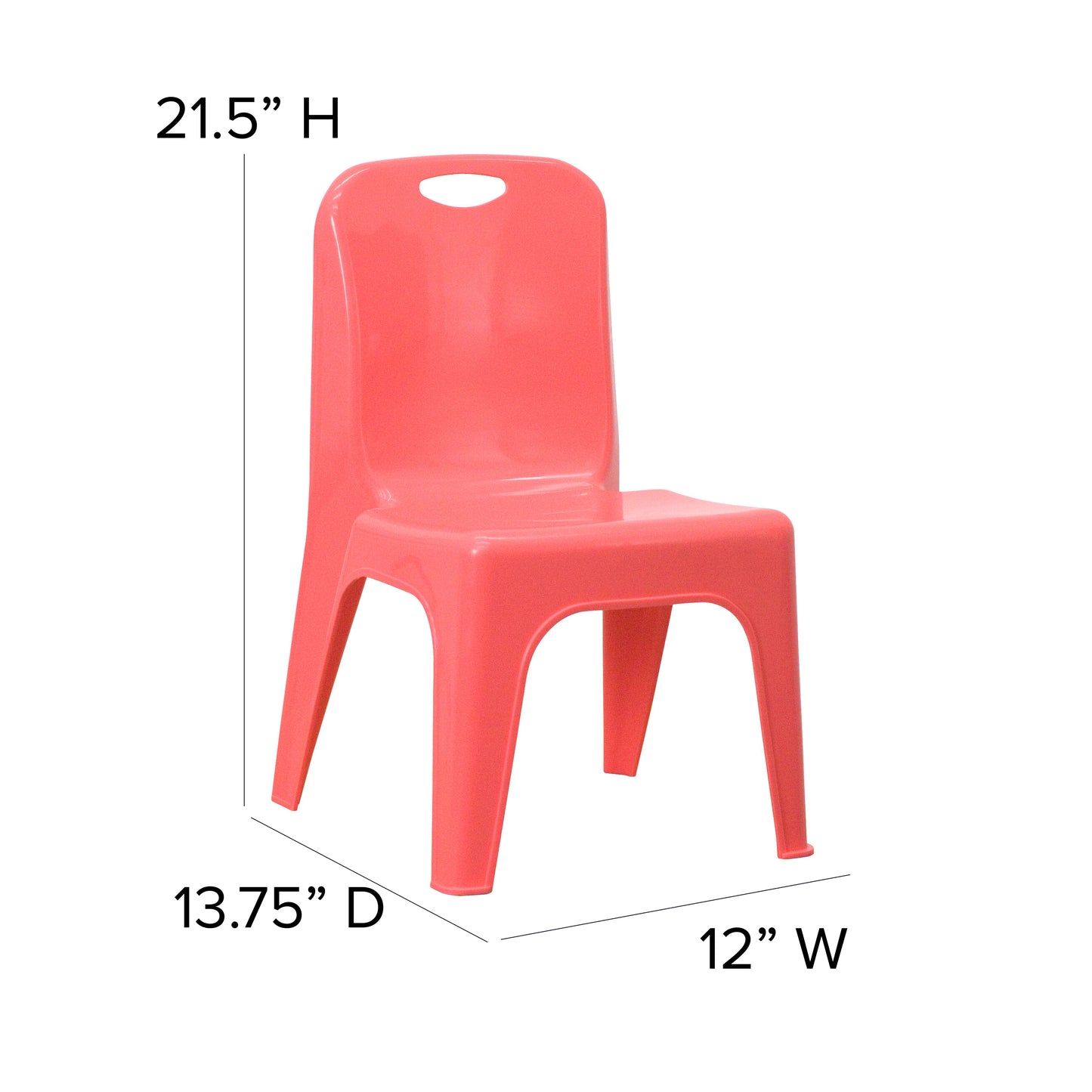 Whitney 2 Pack Red Plastic Stackable School Chair with Carrying Handle and 11" Seat Height Red