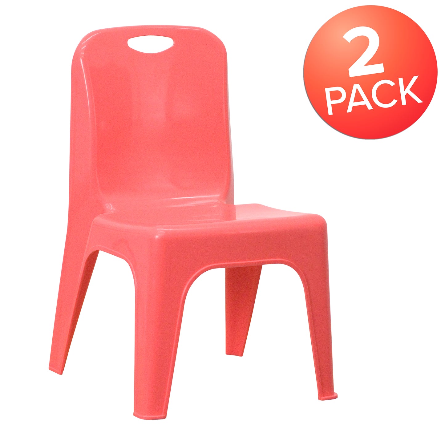 Whitney 2 Pack Red Plastic Stackable School Chair with Carrying Handle and 11" Seat Height Red