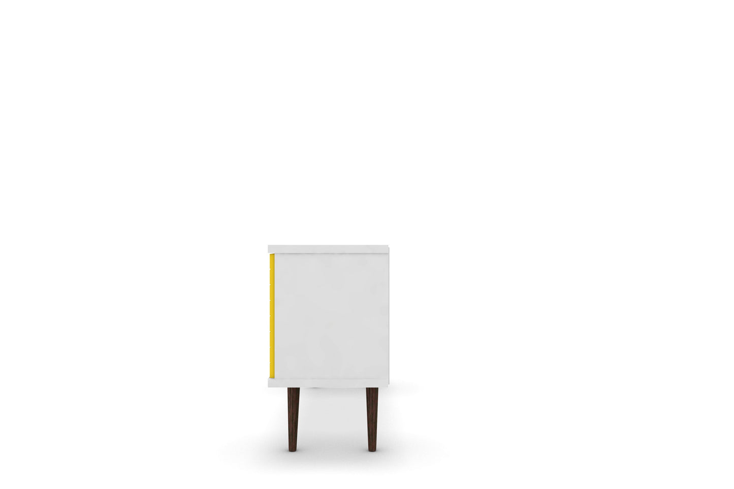 Manhattan Comfort Liberty 53.14" Mid-Century Modern TV Stand with 5 Shelves and 1 Door in White and Yellow with Solid Wood Legs 200AMC64