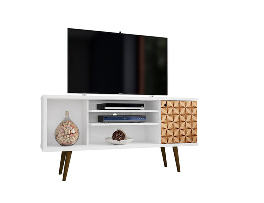 Liberty Mid-Century Modern 53" TV Stand in Natural and White 200AMC67