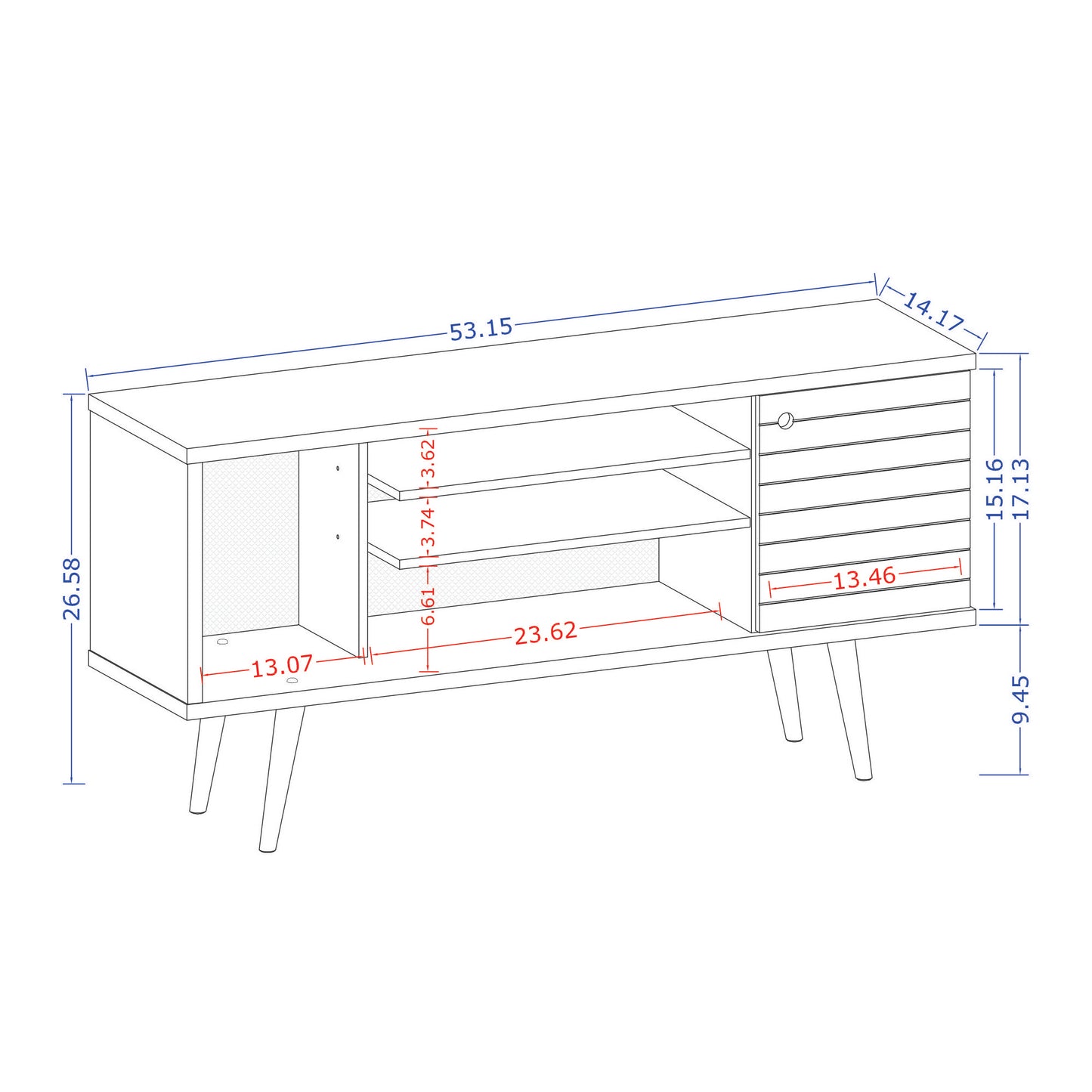 Liberty Mid-Century Modern 53" TV Stand in Natural and White 200AMC67