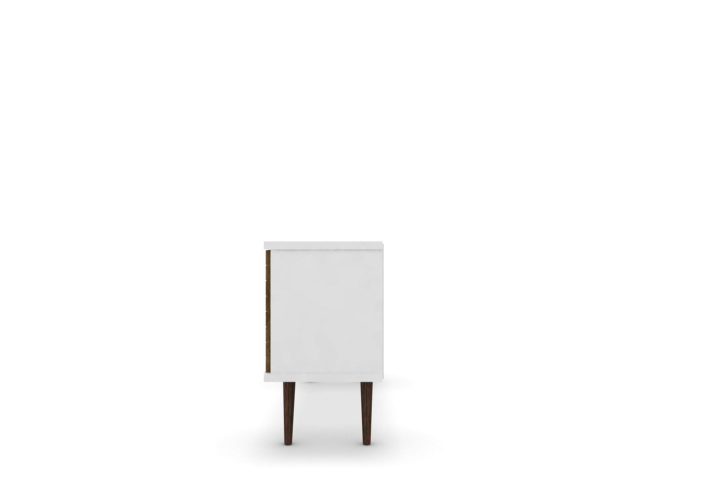 Manhattan Comfort Liberty 53.14" Mid-Century Modern TV Stand with 5 Shelves and 1 Door in White and Rustic Brown with Solid Wood Legs 200AMC69