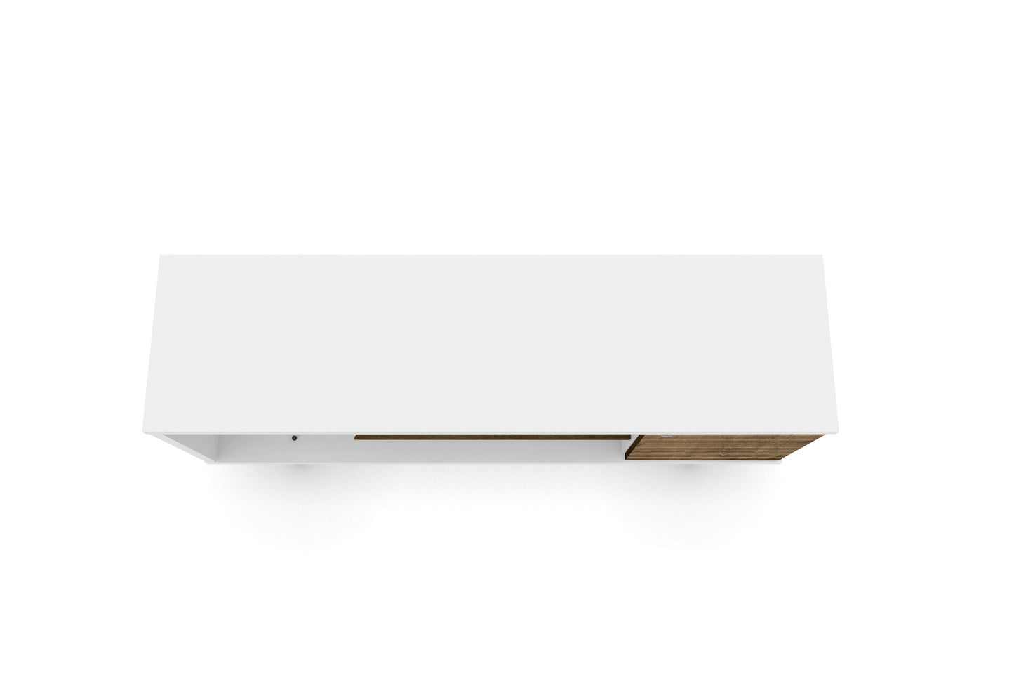 Manhattan Comfort Liberty 53.14" Mid-Century Modern TV Stand with 5 Shelves and 1 Door in White and Rustic Brown with Solid Wood Legs 200AMC69