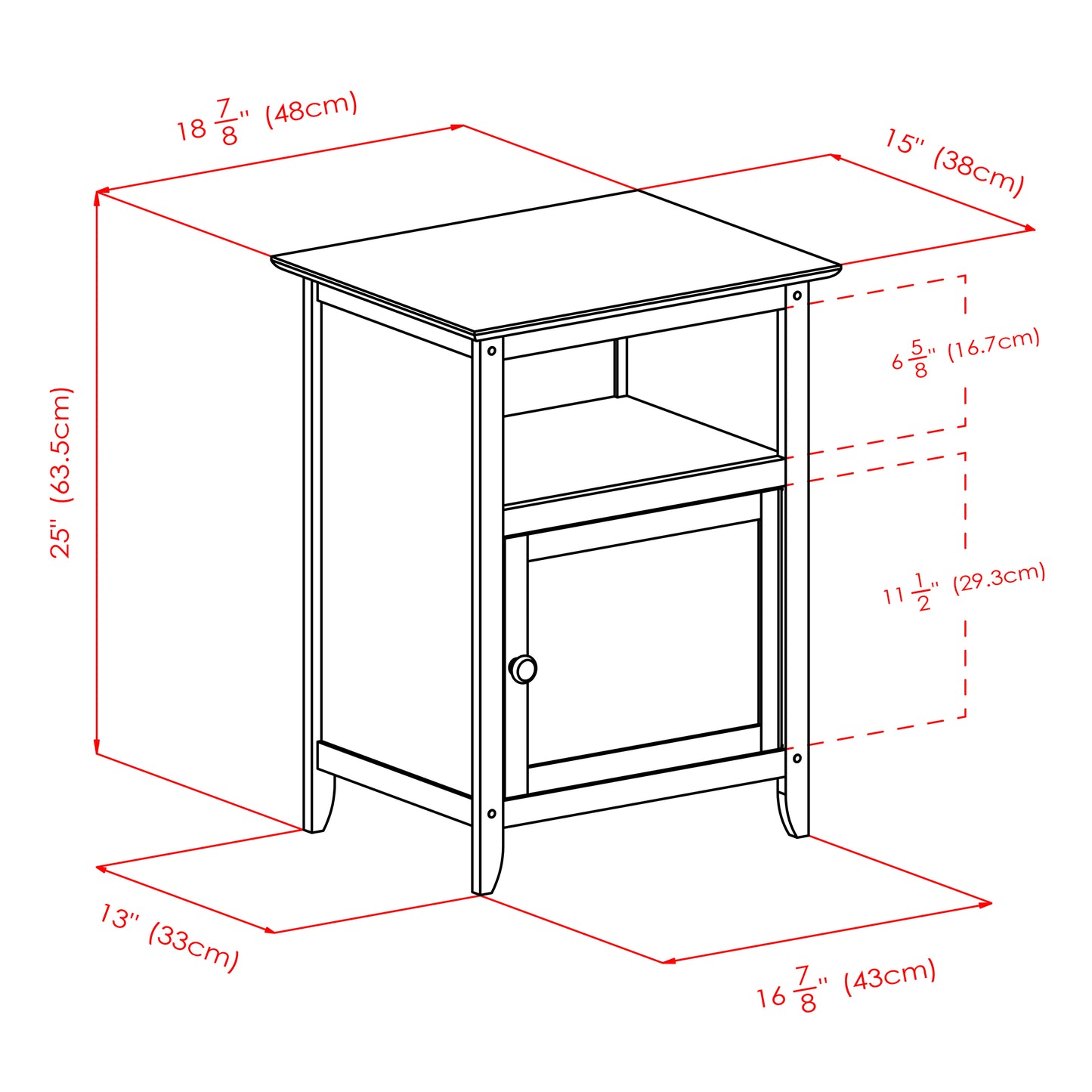 Henry Accent Table, Nightstand, Black