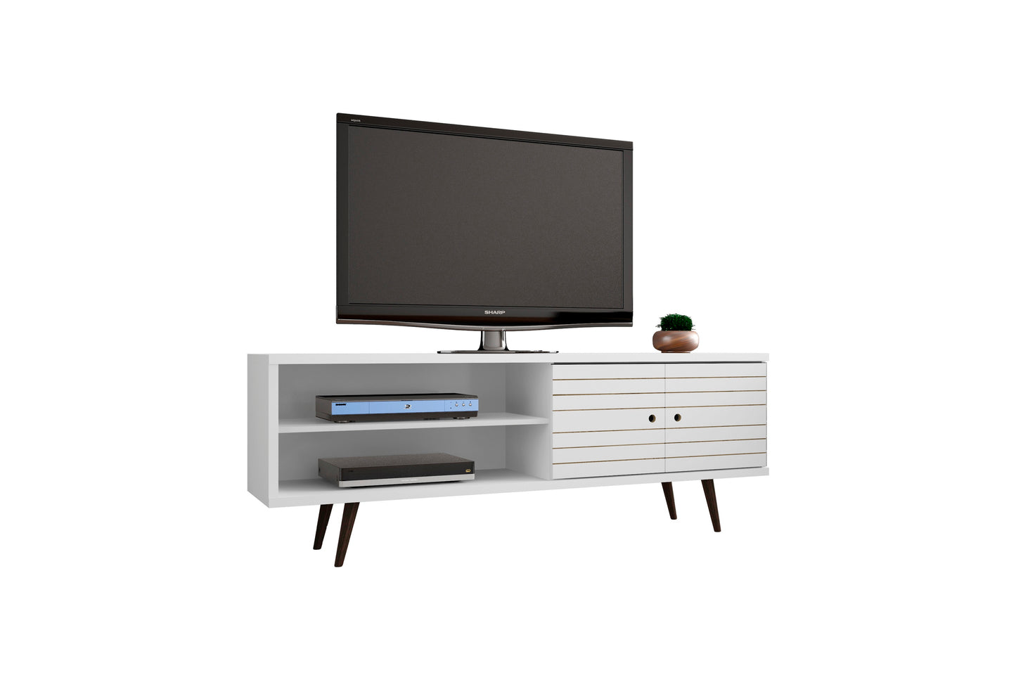 Liberty Mid-Century Modern 63" TV Stand in White 201AMC6