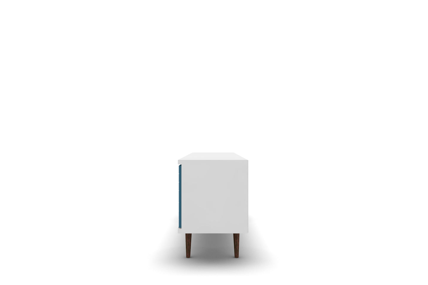Manhattan Comfort Liberty 62.99" Mid-Century Modern TV Stand with 3 Shelves and 2 Doors in White and Aqua Blue with Solid Wood Legs 201AMC63