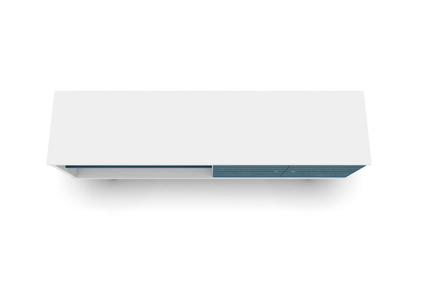 Manhattan Comfort Liberty 62.99" Mid-Century Modern TV Stand with 3 Shelves and 2 Doors in White and Aqua Blue with Solid Wood Legs 201AMC63