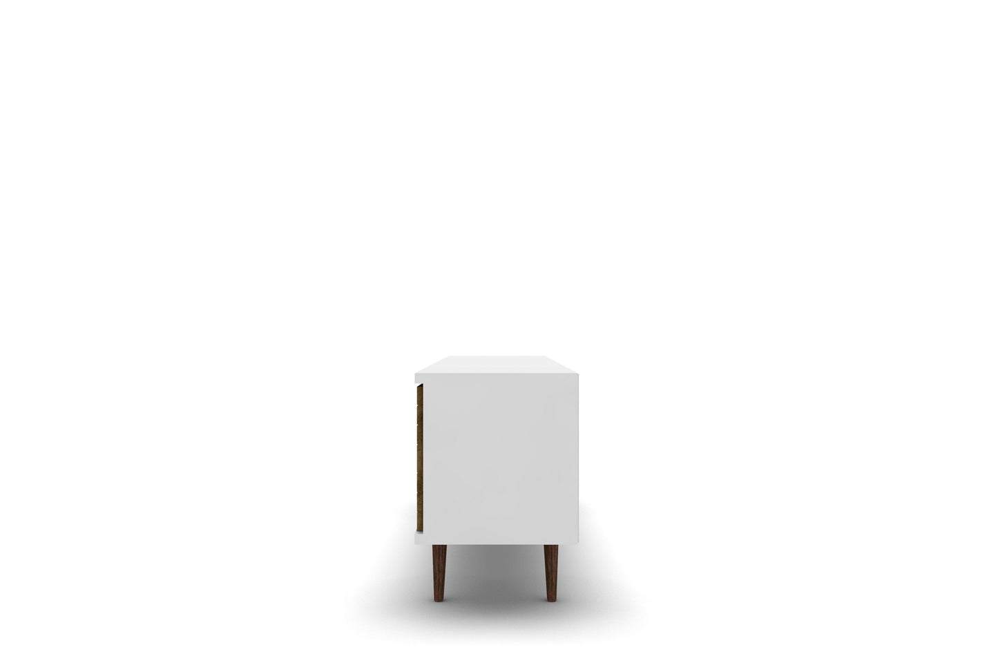 Manhattan Comfort Liberty 62.99" Mid-Century Modern TV Stand with 3 Shelves and 2 Doors in White and Rustic Brown with Solid Wood Legs 201AMC69
