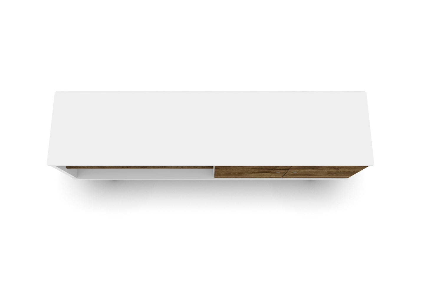 Manhattan Comfort Liberty 62.99" Mid-Century Modern TV Stand with 3 Shelves and 2 Doors in White and Rustic Brown with Solid Wood Legs 201AMC69