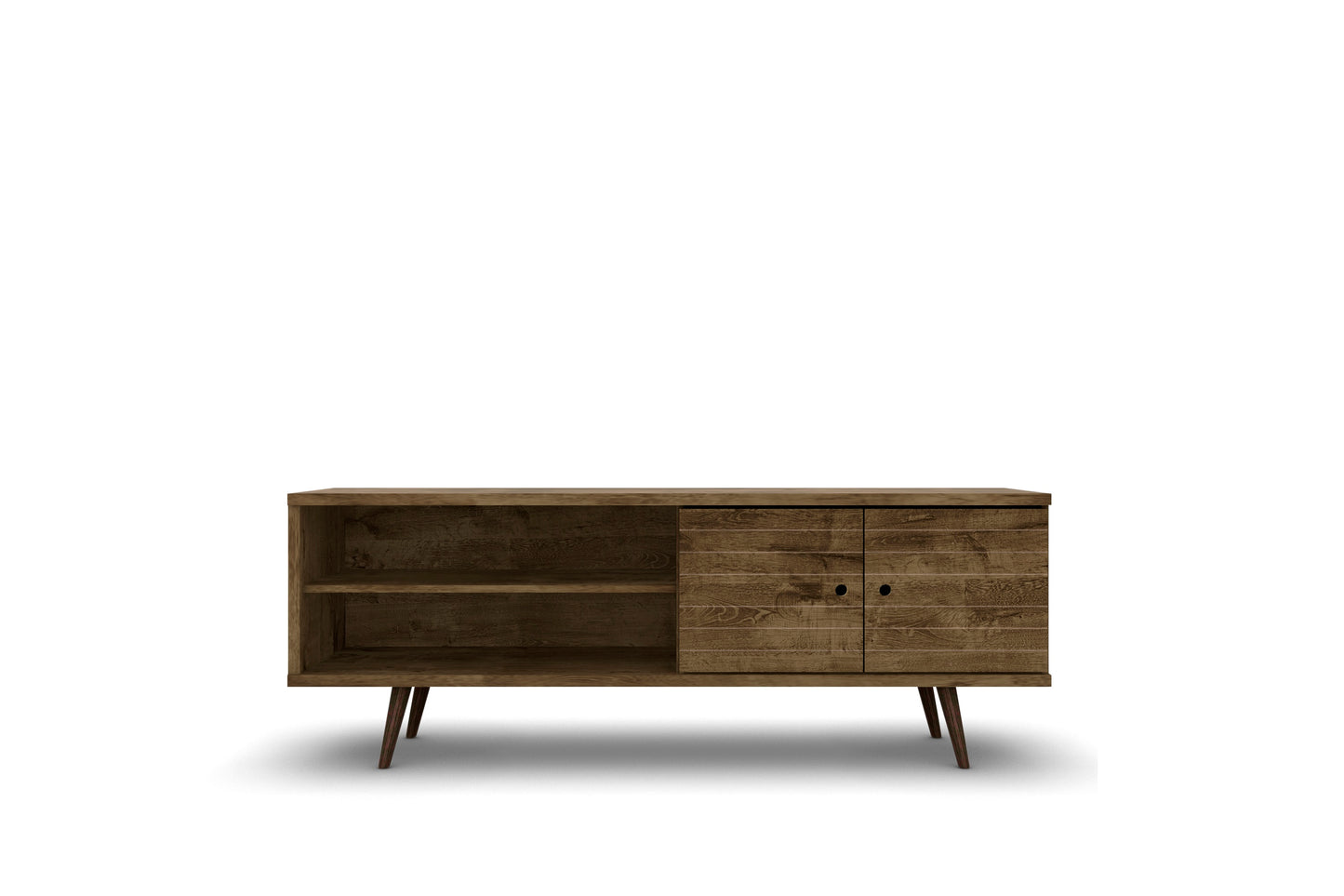 Liberty Mid-Century Modern 63" TV Stand in Rustic Brown 201AMC9