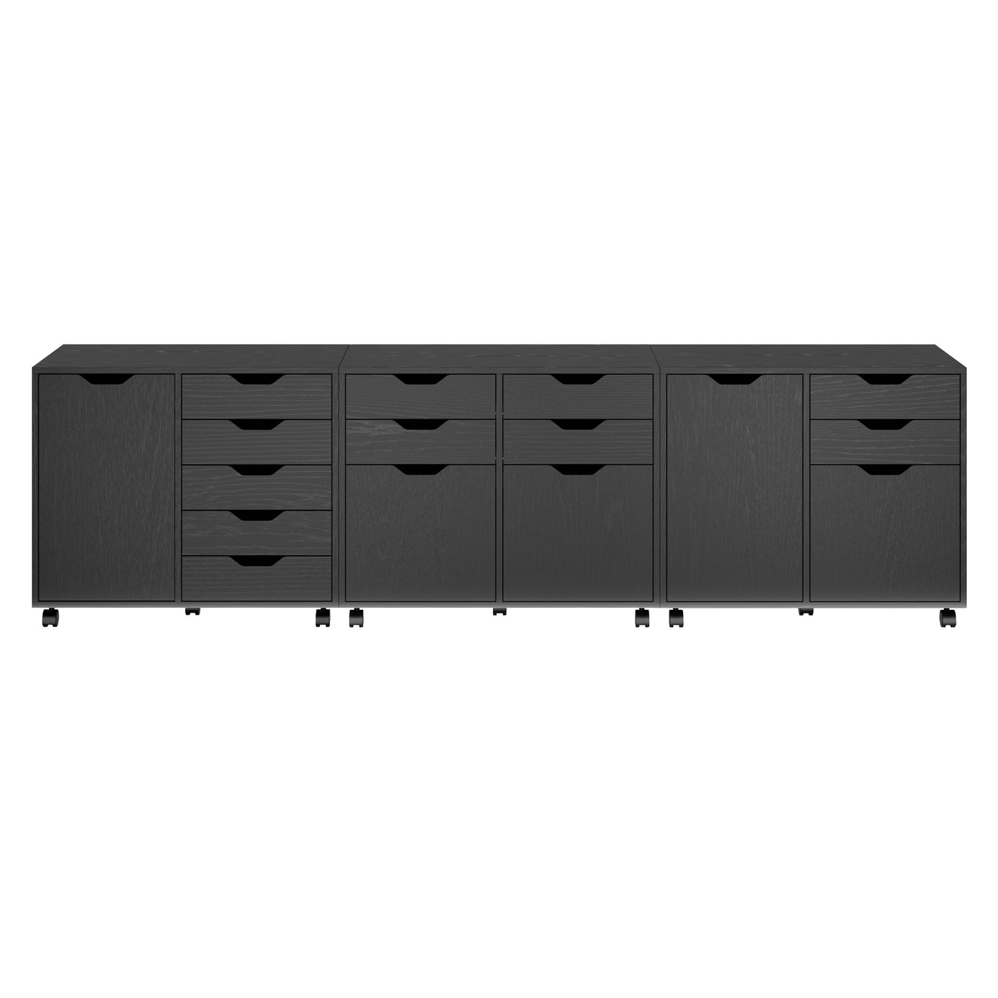 Halifax 3-Pc Cabinet Set with File Drawer, Black
