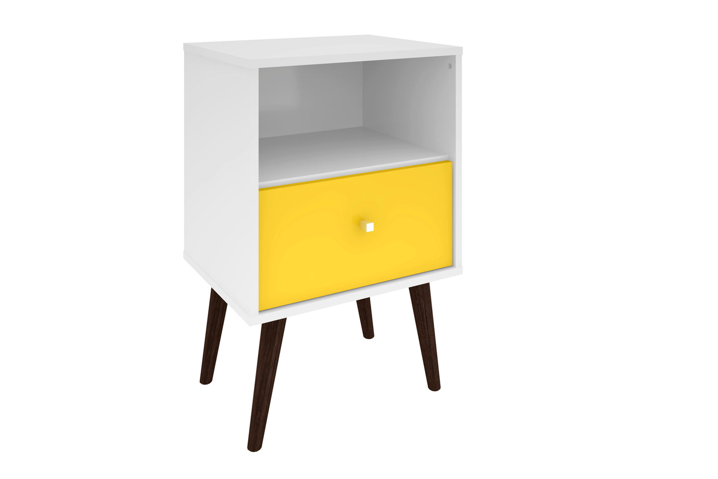 Liberty Mid-Century Modern 18" Nightstand in White and Yellow (1-Drawer) 203AMC63