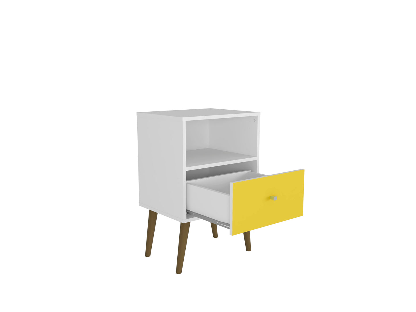 Liberty Mid-Century Modern 18" Nightstand in White and Yellow (1-Drawer) 203AMC63