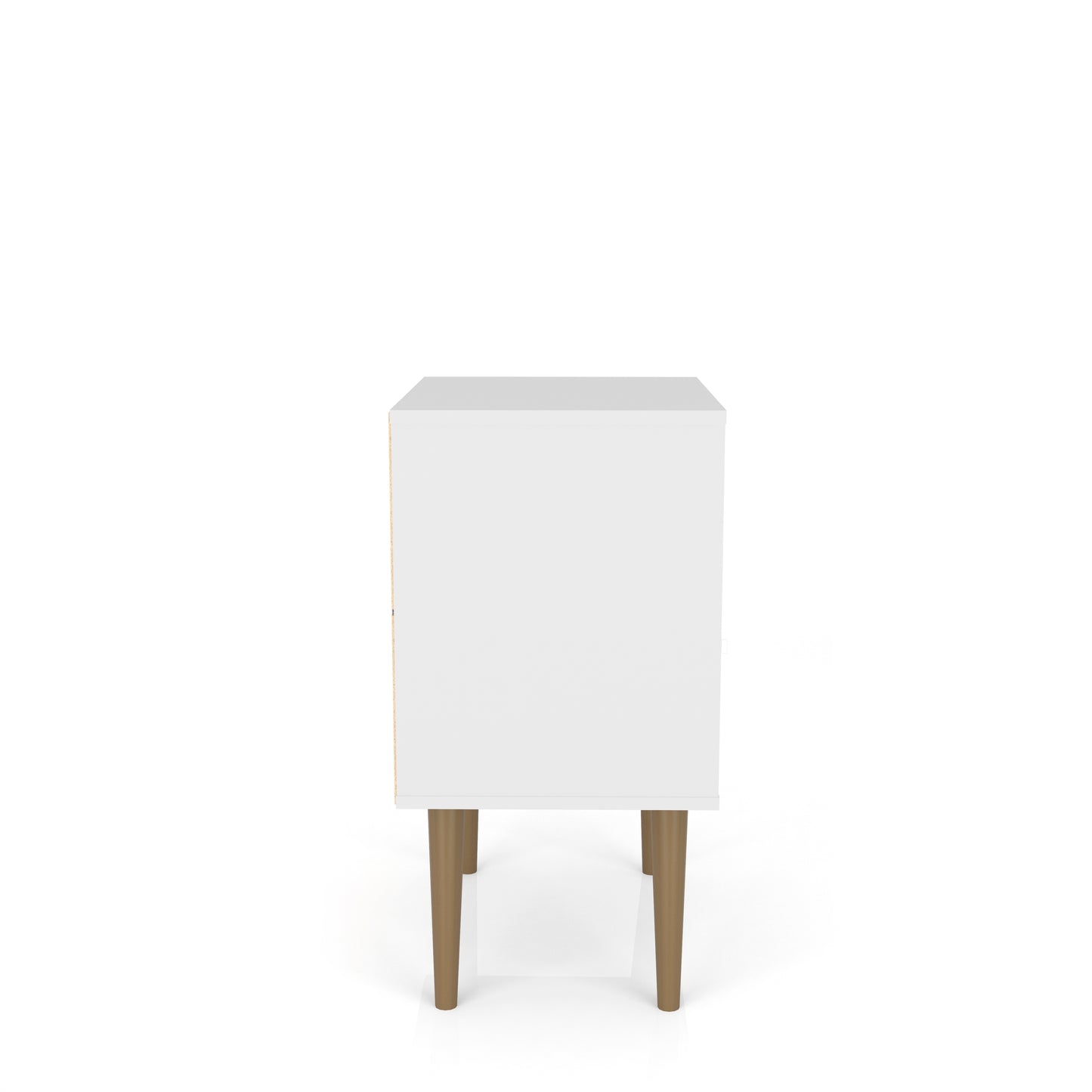 Manhattan Comfort Liberty Mid-Century Modern Nightstand 1.0 with 1 Cubby Space and 1 Drawer in White and 3D Brown Prints 203AMC67