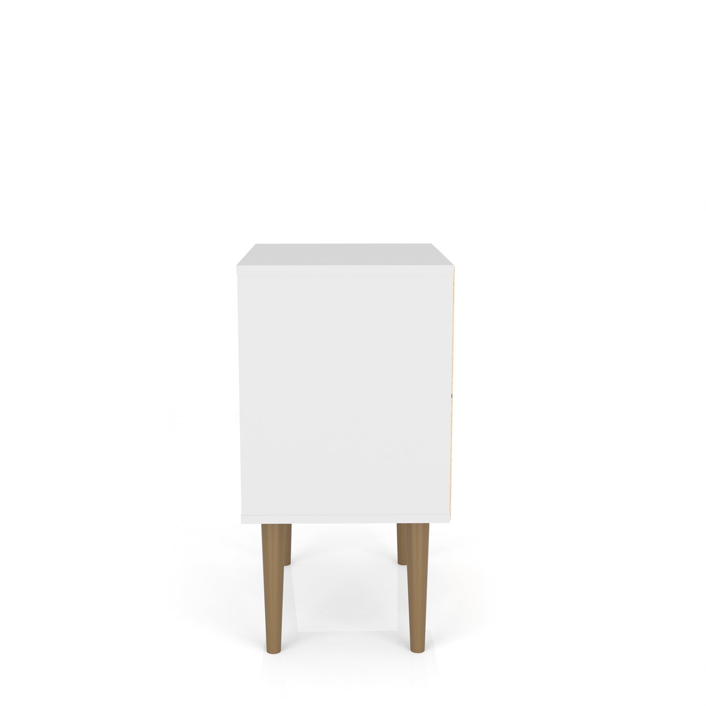 Manhattan Comfort Liberty Mid-Century Modern Nightstand 1.0 with 1 Cubby Space and 1 Drawer in White and 3D Brown Prints 203AMC67