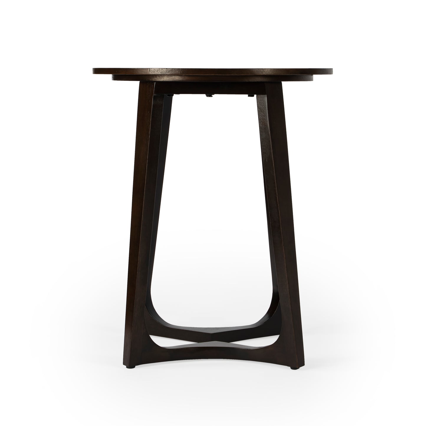 Butler Specialty Company Devin 19.5 in. W Round Solid Wood Mid Century Side Table with 2 Sled Legs, Dark Brown