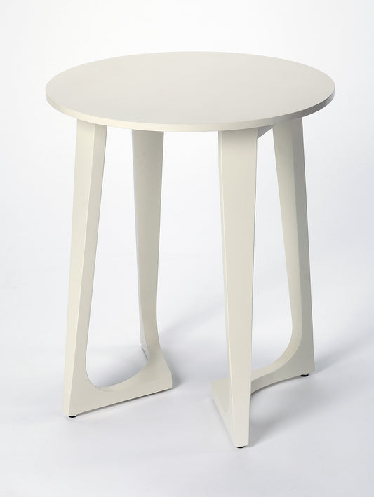 Butler Specialty Company Devin 19.5 in. W Round Solid Wood Mid Century Side Table with 2 Sled Legs, White