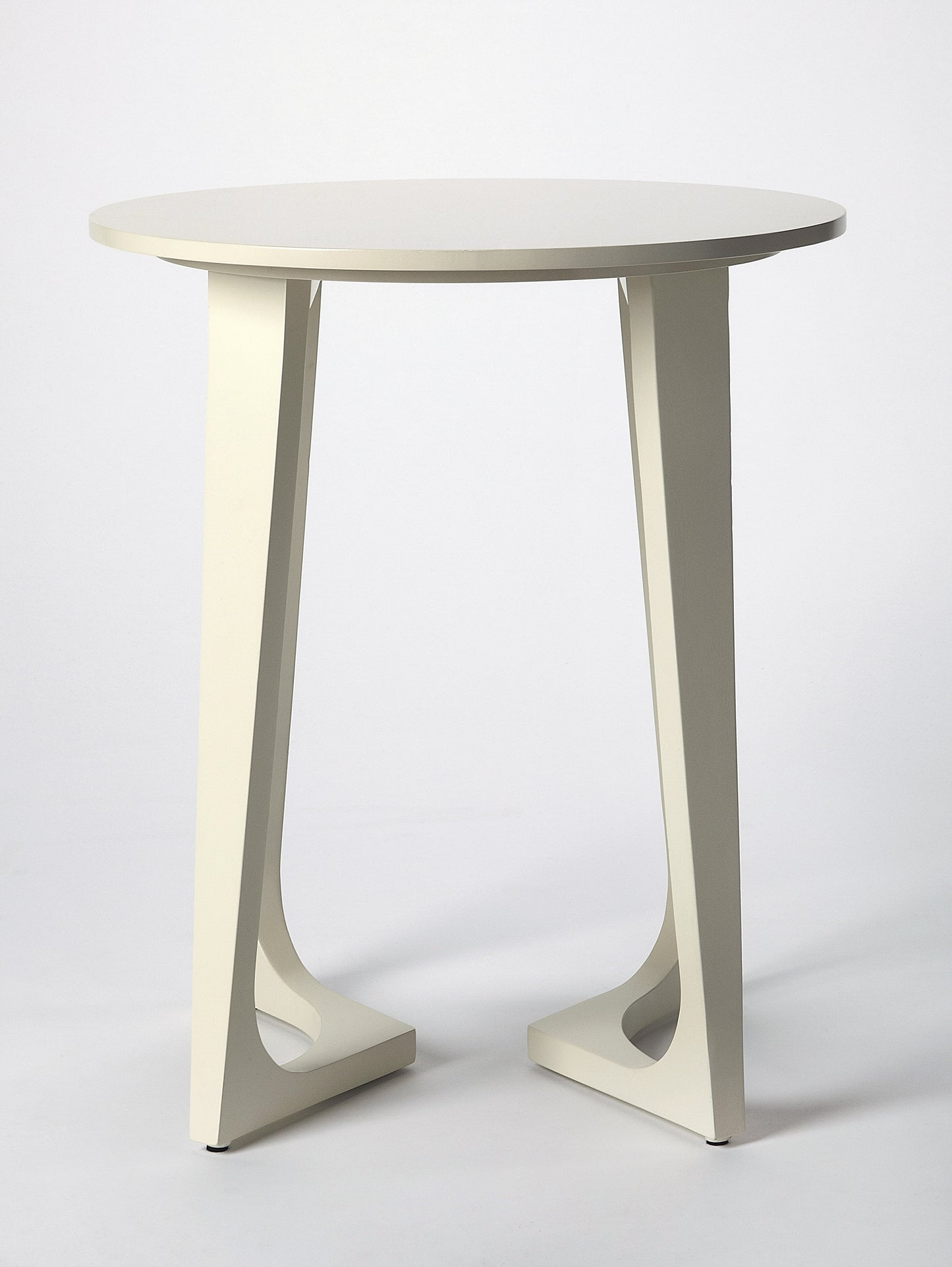 Butler Specialty Company Devin 19.5 in. W Round Solid Wood Mid Century Side Table with 2 Sled Legs, White