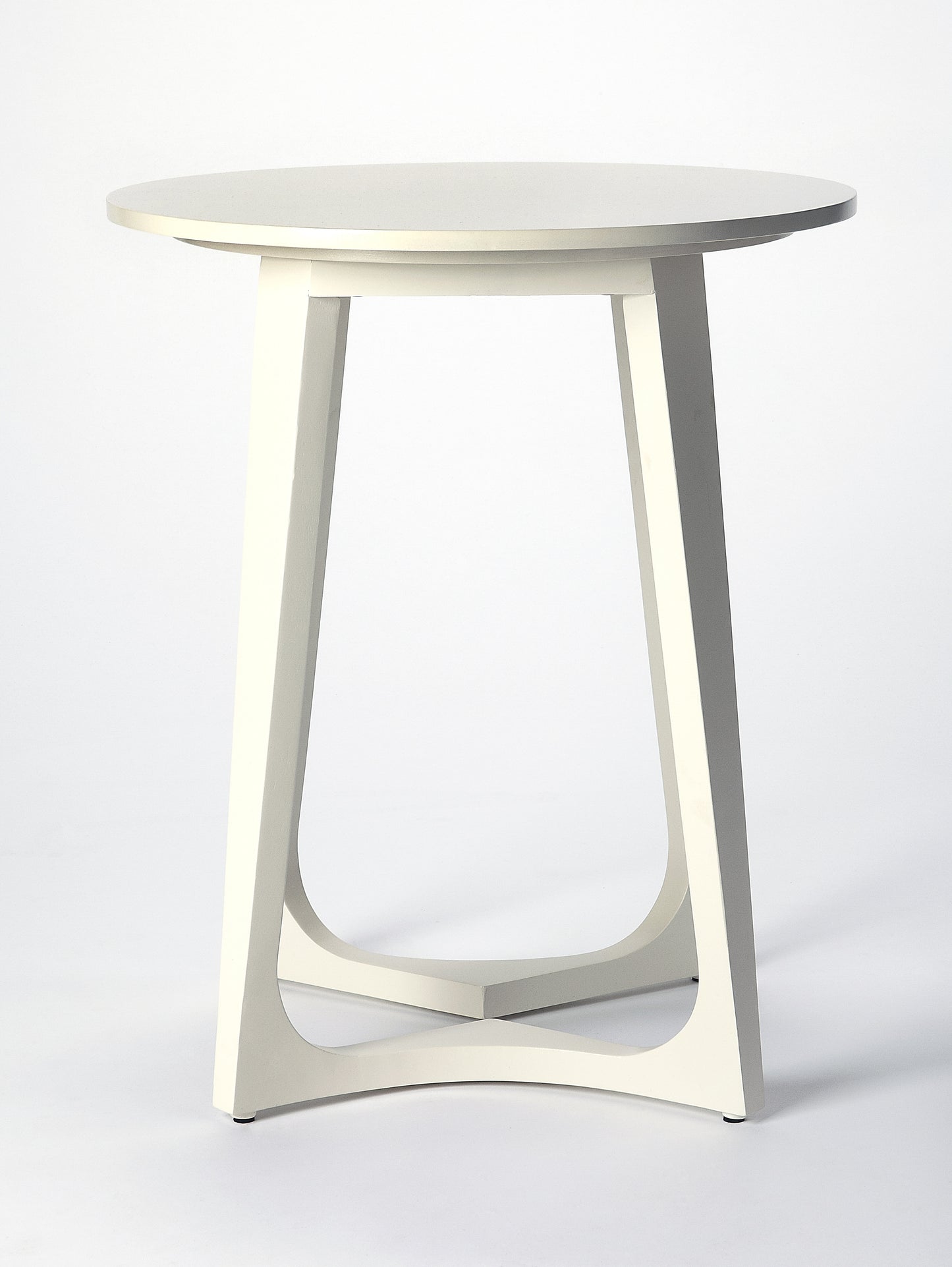 Butler Specialty Company Devin 19.5 in. W Round Solid Wood Mid Century Side Table with 2 Sled Legs, White