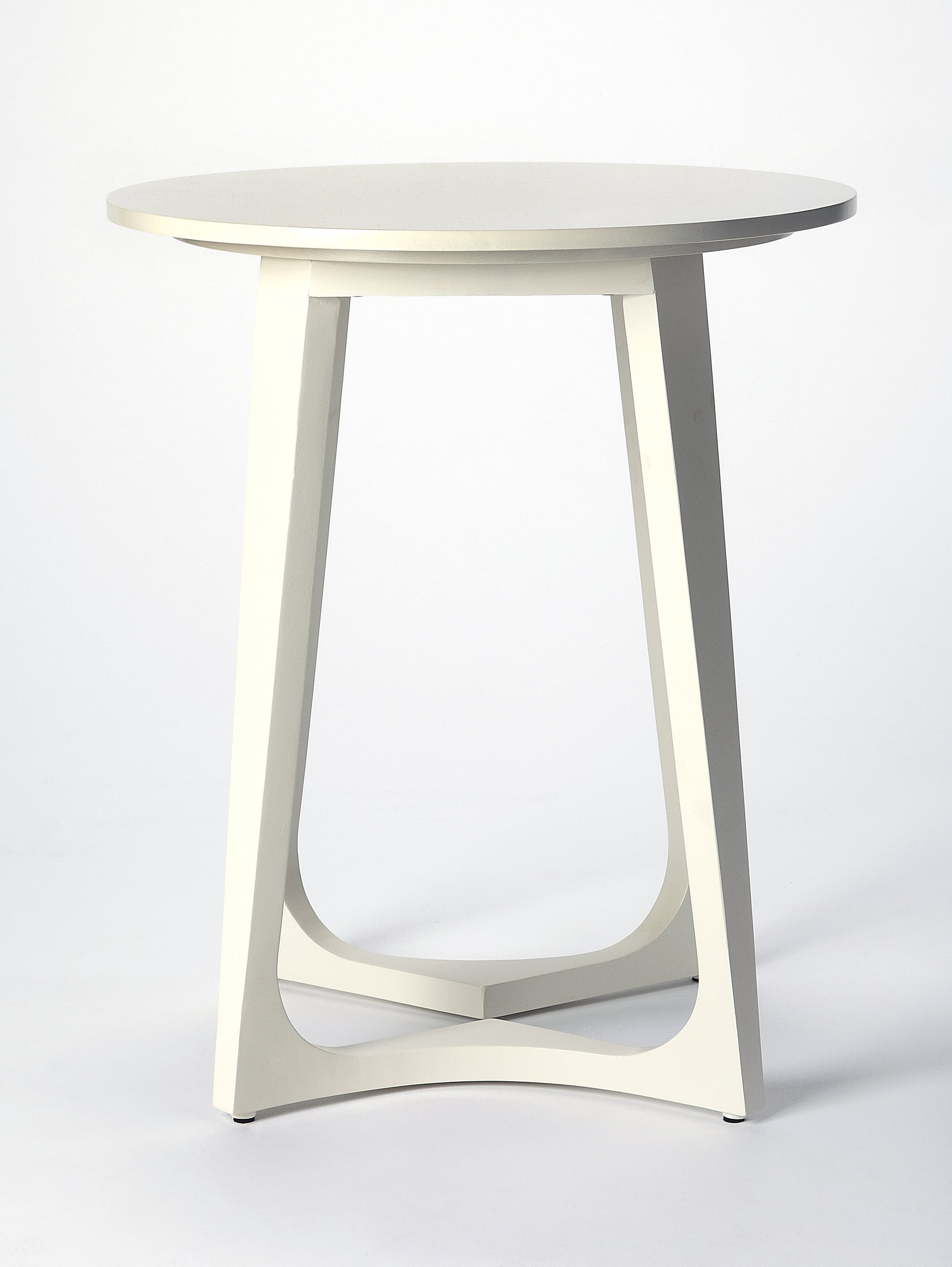 Butler Specialty Company Devin 19.5 in. W Round Solid Wood Mid Century Side Table with 2 Sled Legs, White