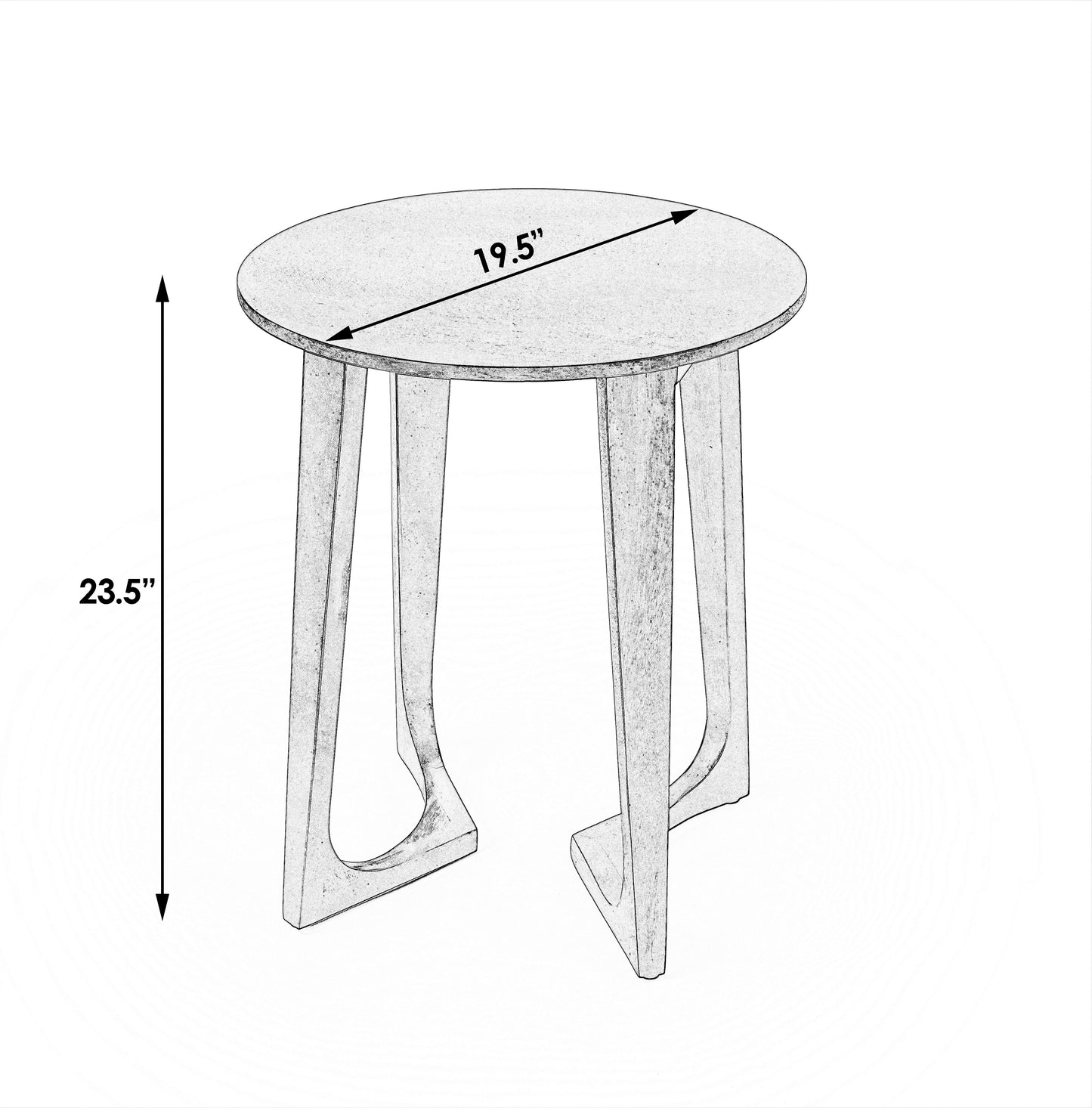 Butler Specialty Company Devin 19.5 in. W Round Solid Wood Mid Century Side Table with 2 Sled Legs, White