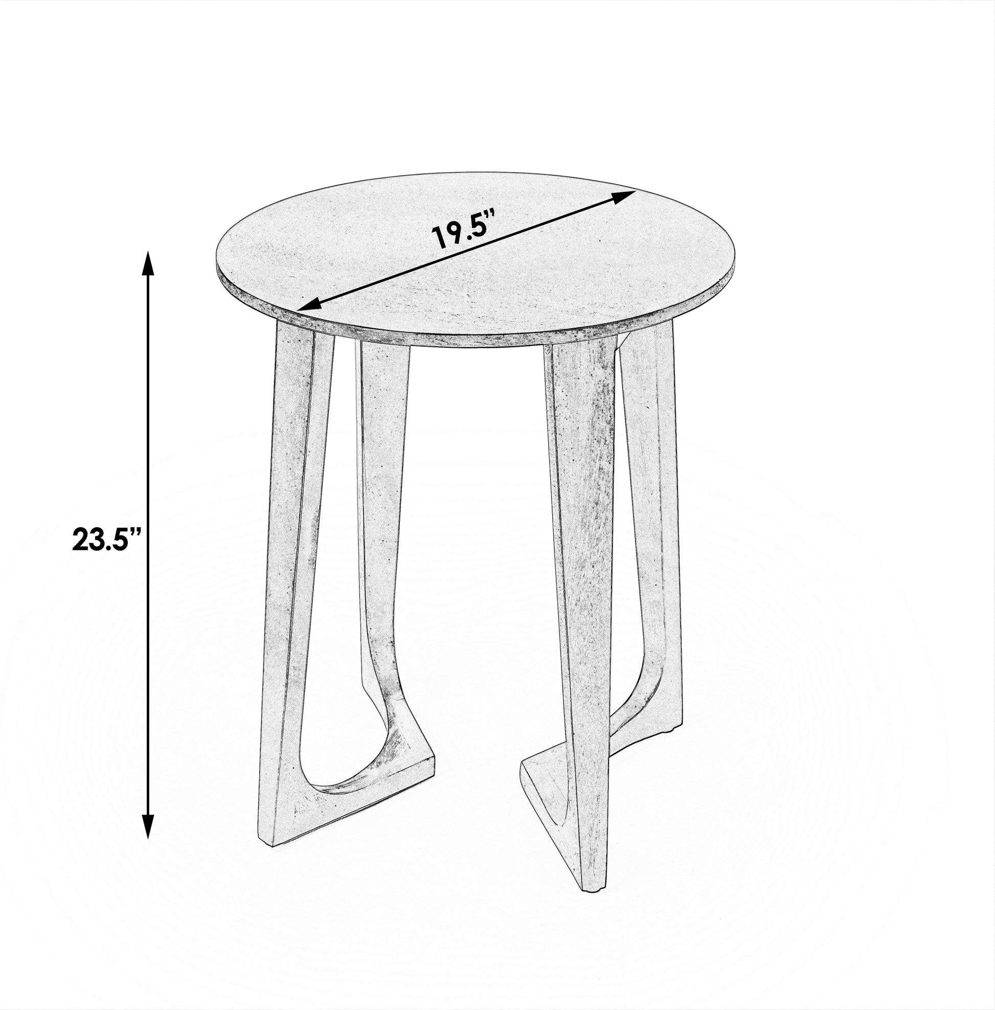 Butler Specialty Company Devin 19.5 in. W Round Solid Wood Mid Century Side Table with 2 Sled Legs, White