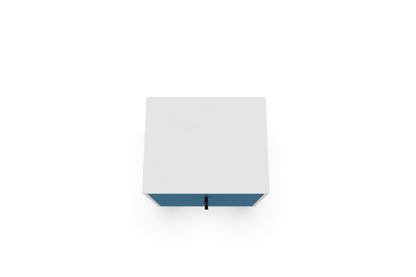 Manhattan Comfort Liberty Mid-Century Modern Nightstand 2.0 with 2 Full Extension Drawers in White and Aqua Blue with Solid Wood Legs 204AMC64