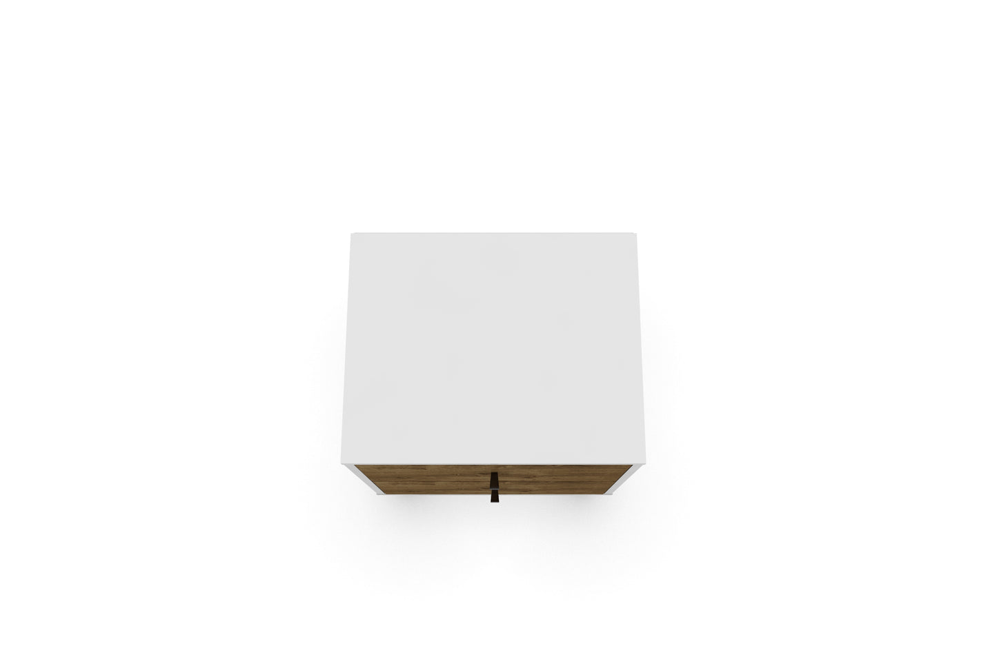Manhattan Comfort Liberty Mid-Century Modern Nightstand 2.0 with 2 Full Extension Drawers in White and Rustic Brown with Solid Wood Legs 204AMC69