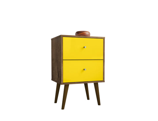Liberty Mid-Century Modern 18" Nightstand in Rustic Brown and Yellow (2-Drawer) 204AMC94
