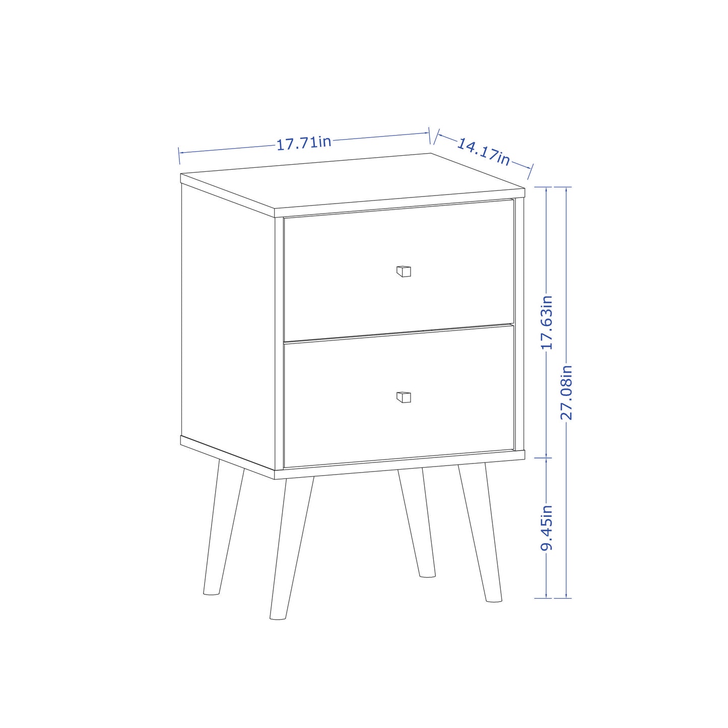 Liberty Mid-Century Modern 18" Nightstand in Rustic Brown and Yellow (2-Drawer) 204AMC94