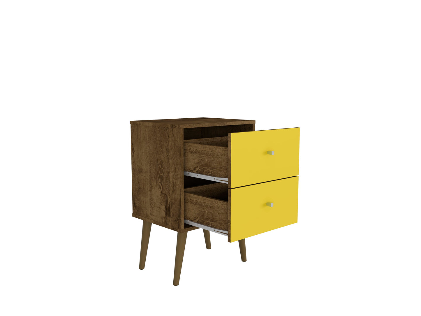 Liberty Mid-Century Modern 18" Nightstand in Rustic Brown and Yellow (2-Drawer) 204AMC94