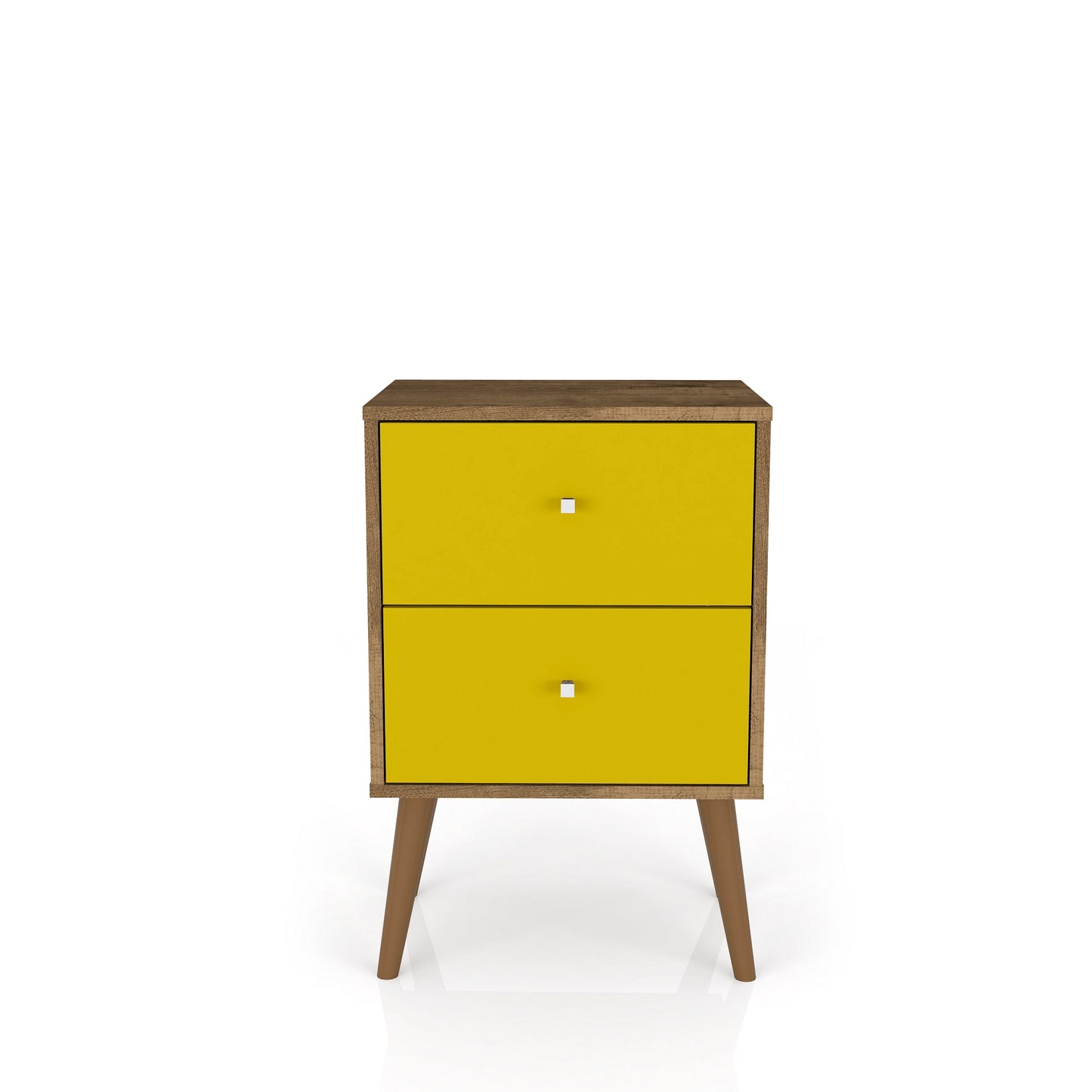 Liberty Mid-Century Modern 18" Nightstand in Rustic Brown and Yellow (2-Drawer) 204AMC94