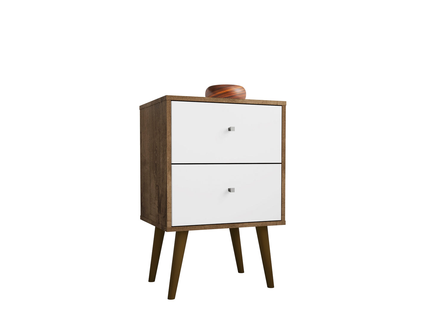 Liberty Mid-Century Modern 18" Nightstand in Rustic Brown and White (2-Drawer) 204AMC96
