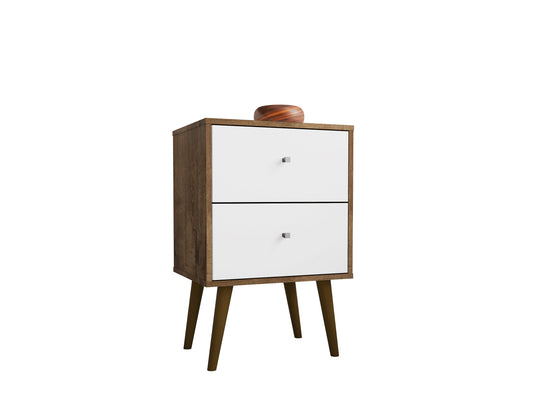 Liberty Mid-Century Modern 18" Nightstand in Rustic Brown and White (2-Drawer) 204AMC96